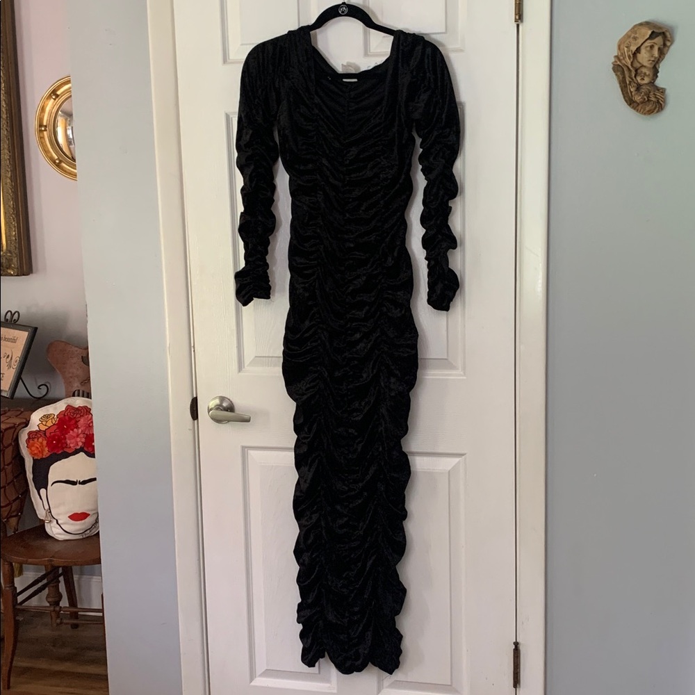 Halloween Coffin Queen - Black Ruched Long Dress Costume